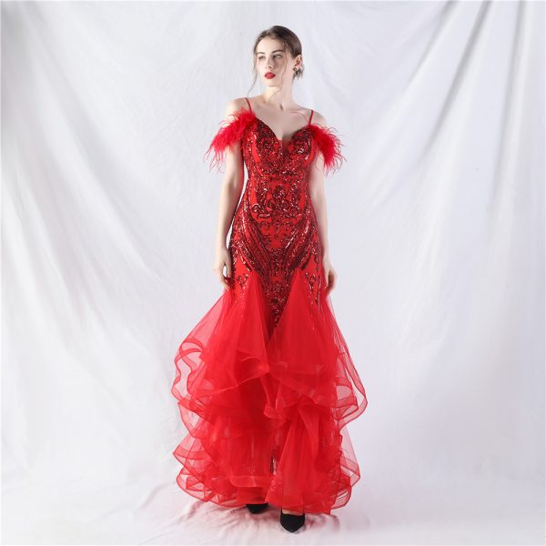 Feather Sequin Dance Dress - Image 2