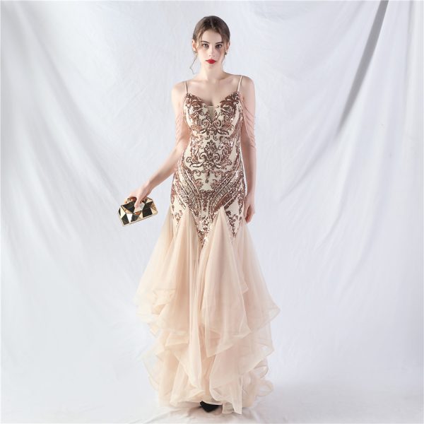 Floral Sequin Mesh Gown - Image 2