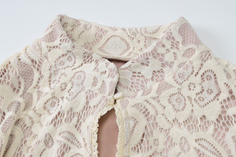 Winter Sexy Lace Cutout Flare Sleeve Dress - Image 4