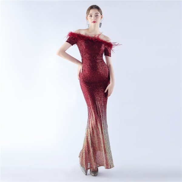 Off-Shoulder Gradient Sequin Gown - Image 2