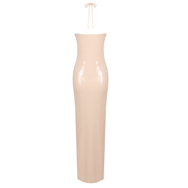 Apricot Pink Slim Dress - Image 3