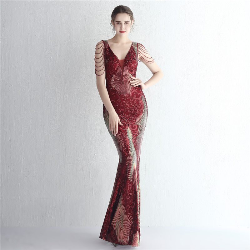 Floral Beaded Sequin Dress - Image 4