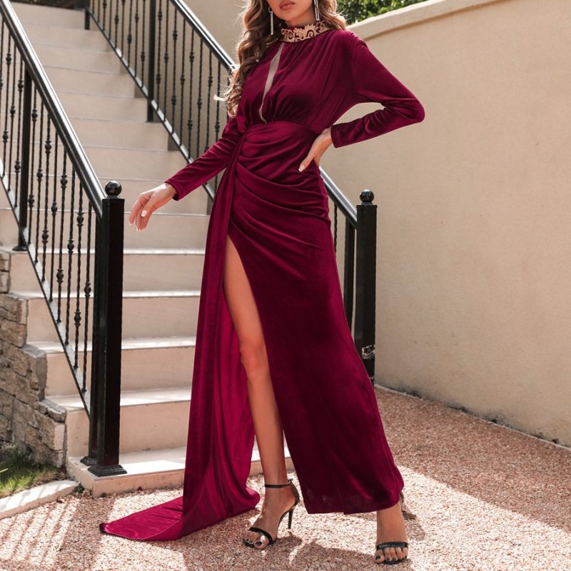 Korean Velvet Evening Dress