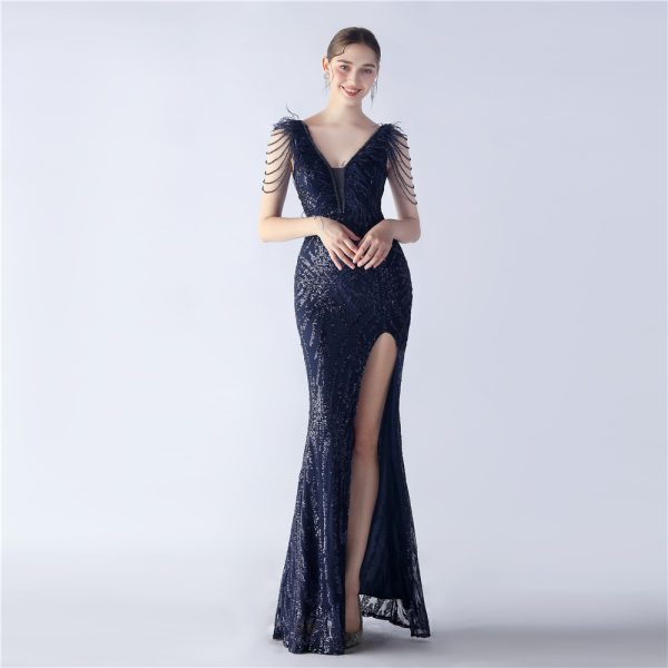 Feather Beaded Sequin Dress - Image 2