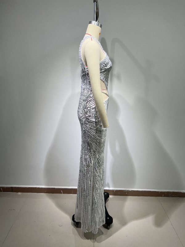 Silver Beaded Sequin Dress - Image 3