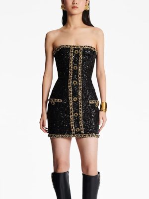 Heavy Embroidered Sequin Tube Dress