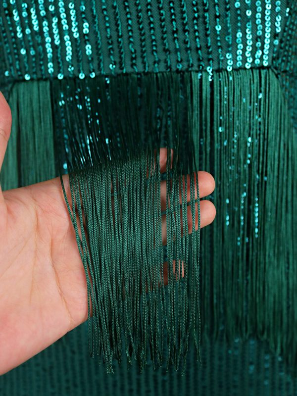 Asymmetrical Sequin Tassel Dress - Image 4