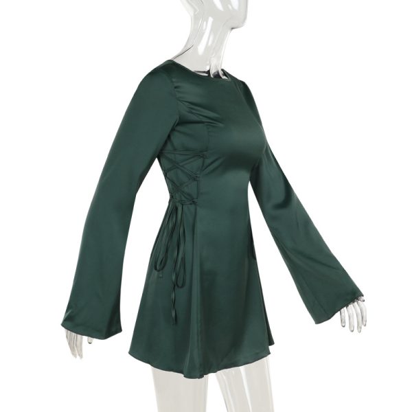 Summer Satin Long Sleeve Dress - Image 4