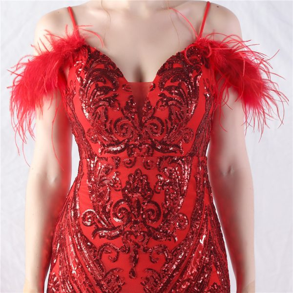 Feather Sequin Dance Dress - Image 3