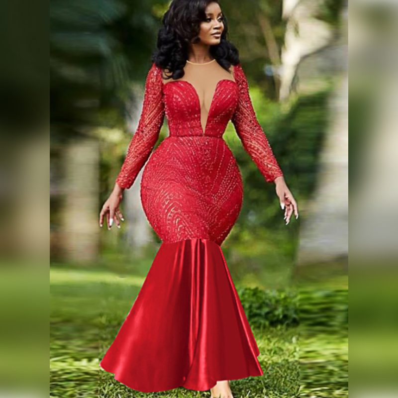 Sexy Sequin Mesh Fishtail Dress