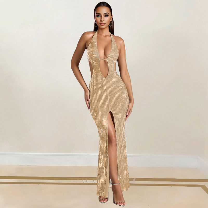 Women’s Rhinestone Sleeveless Evening Dress - Image 2