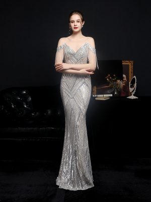 Sequined Fishtail Formal Gown