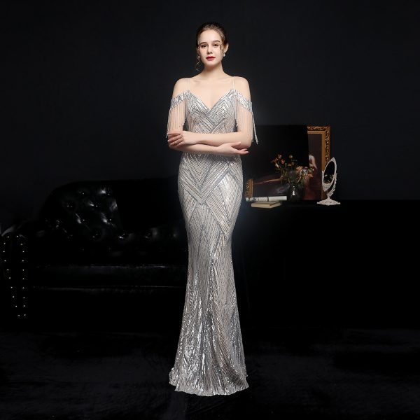 Sequined Fishtail Formal Gown