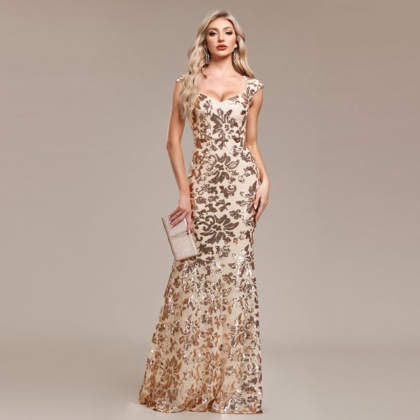 Rose Gold Sequin Mermaid Dress - Image 3