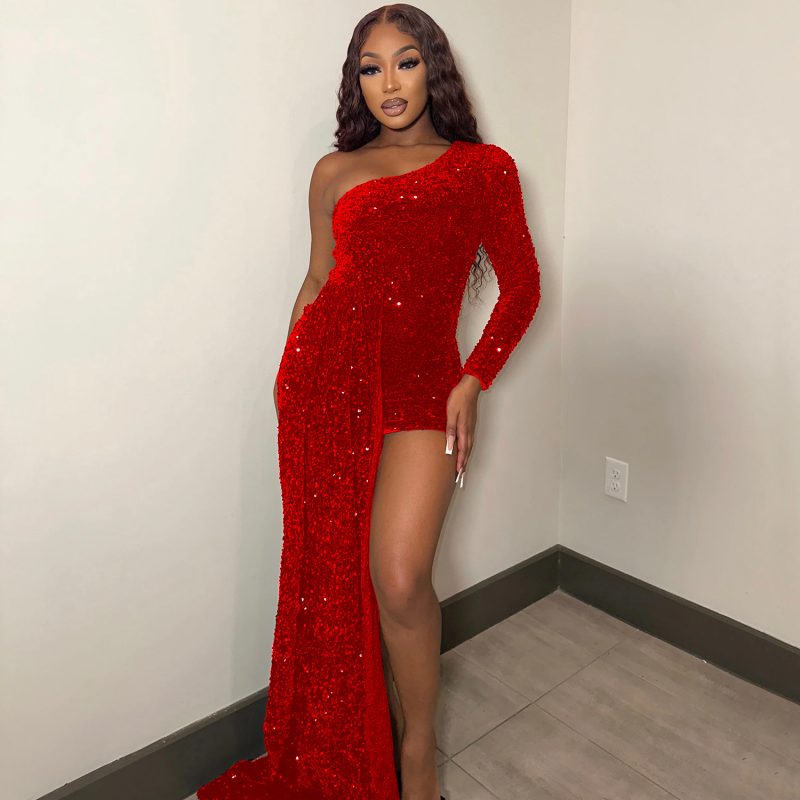 Sexy Off-Shoulder Sequin Gown - Image 2