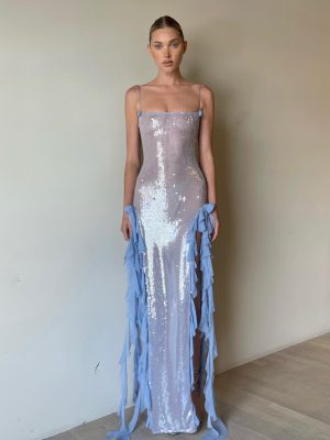 Sexy Sheer Sequin Maxi Dress