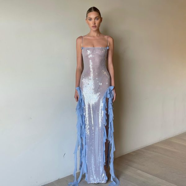 Sexy Sheer Sequin Maxi Dress