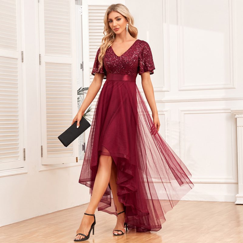Elegant V-Neck Tulle Gown
