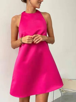 Figure Flattering Satin A-Line Dress