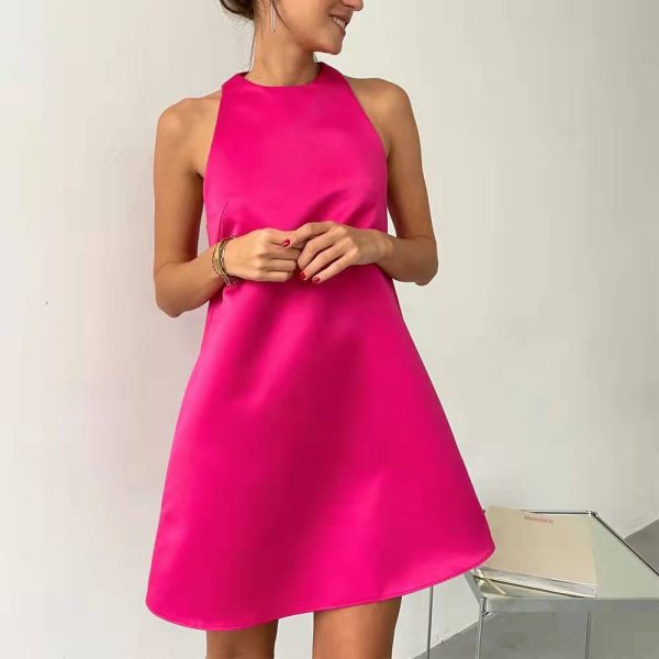 Figure Flattering Satin A-Line Dress