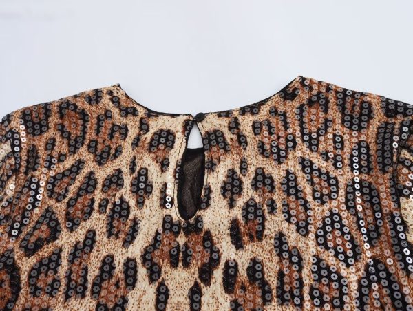 Snake Print Sequined Bodycon Dress - Image 4