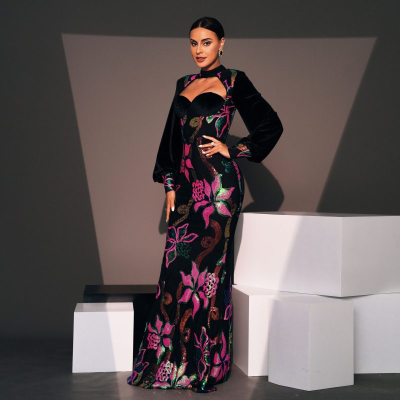 Sexy Cutout Sequined Gown - Image 3