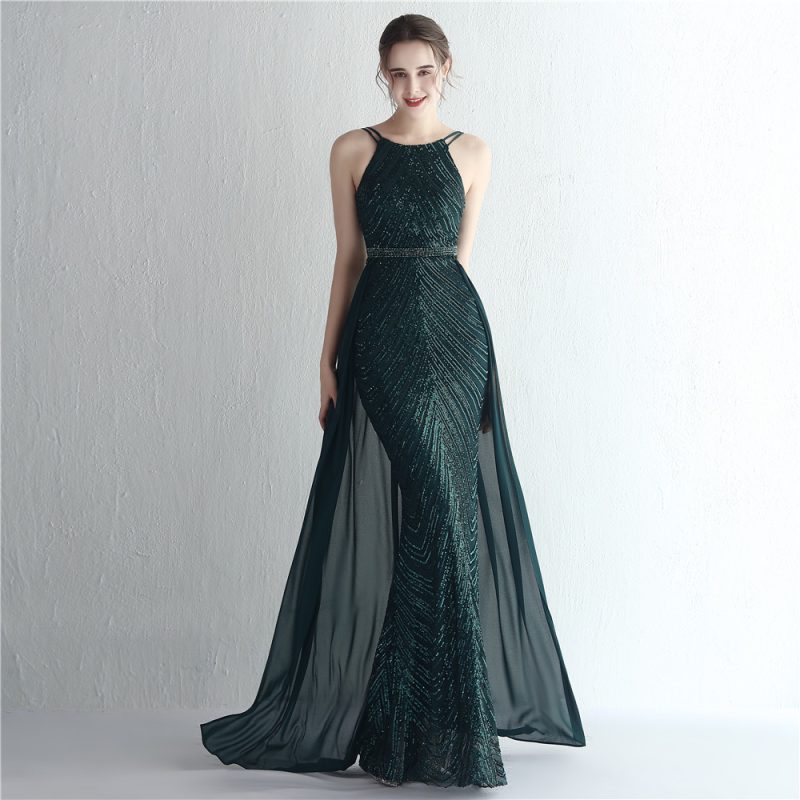 Floral Sequin Halter Dress - Image 2