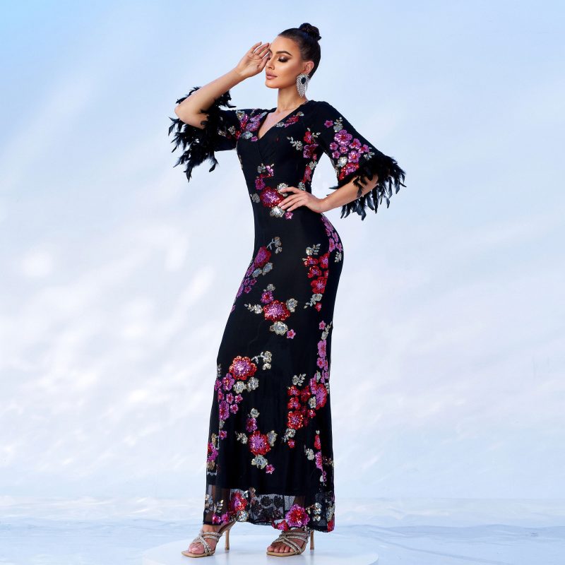 High-End Sequin V-Neck Gown - Image 4