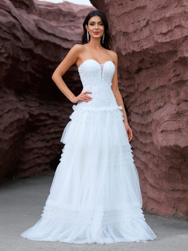 Elegant Tube Top Tiered Wedding Gown - Image 2