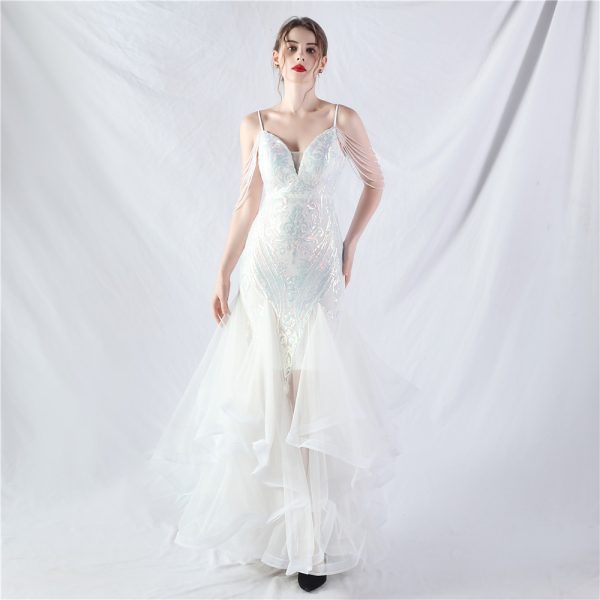 Floral Sequin Mesh Gown - Image 4