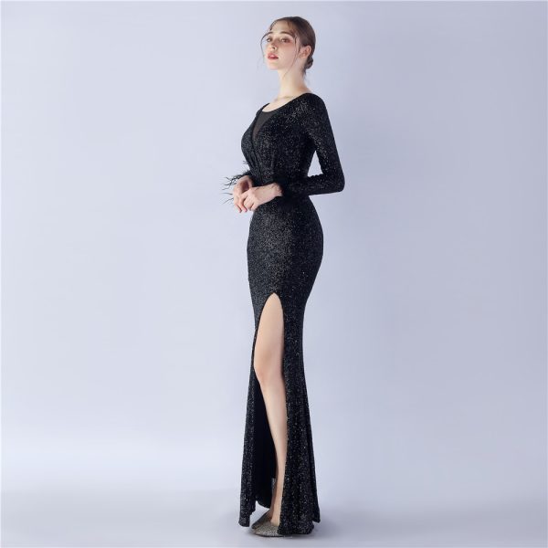 Ostrich Feather Sequin Gown - Image 2