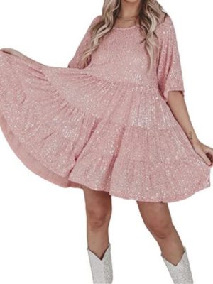 Frill Loose Sequined Dress