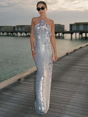 Luxury Silver Sequin Gown