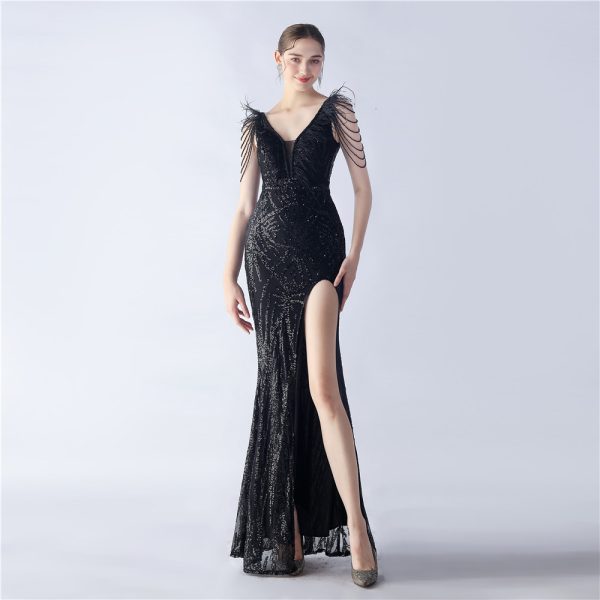 Feather Beaded Sequin Dress - Image 4