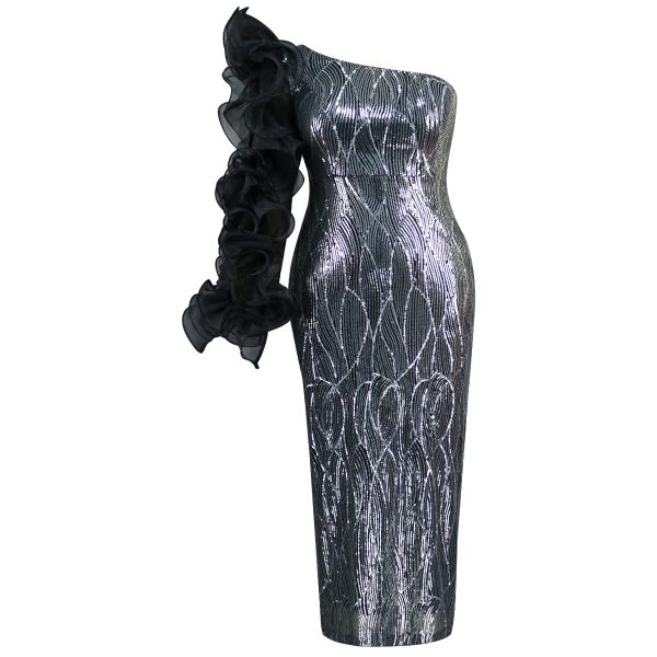 Mesh Sleeve Sequin Dress - Image 3