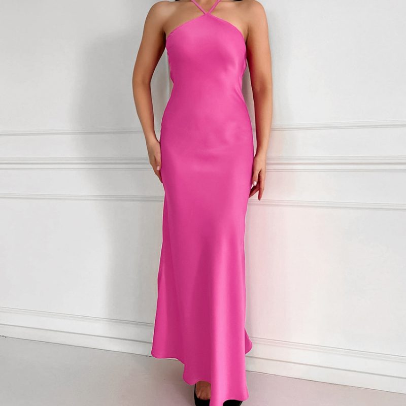Sleeveless Satin Long Dress