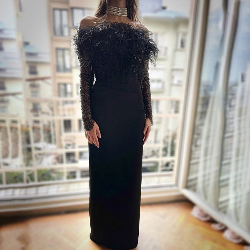 Sexy Feather Sequined Tube Dress