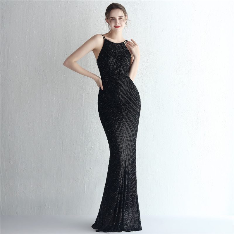 Floral Sequin Halter Dress - Image 4