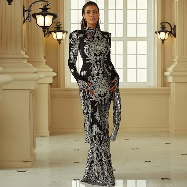 Elegant Slim-Fit Sequin Gown