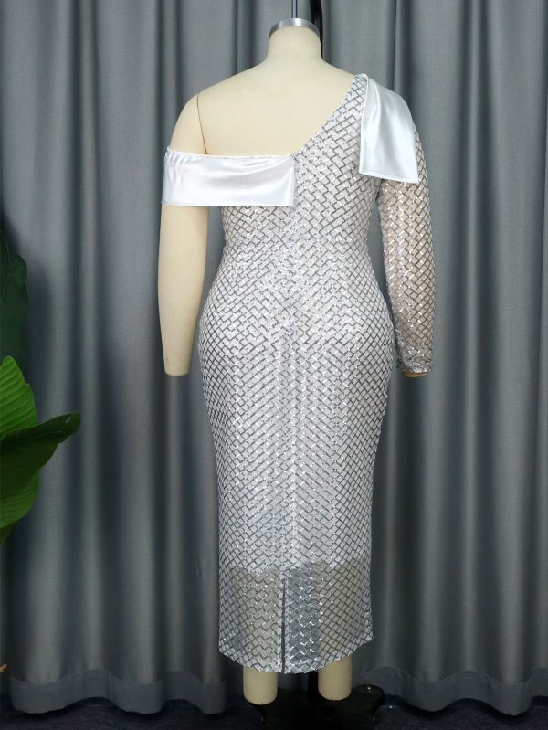 Luxury One-Shoulder Sequin Dress - Image 3