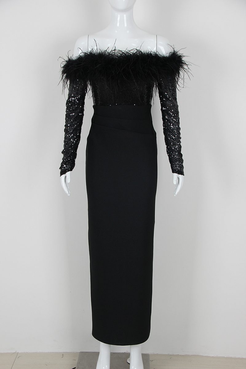 Sexy Feather Sequined Tube Dress - Image 3