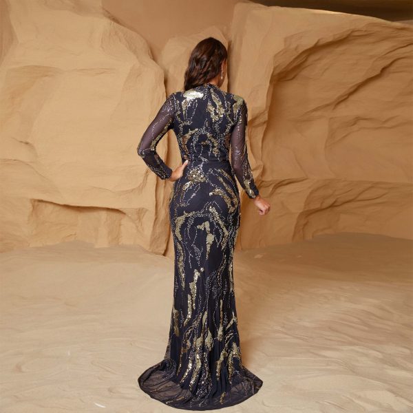 Slim Fit Sequined Evening Dress - Image 2