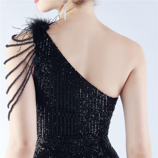 Gradient Sequin Feather Gown - Image 4