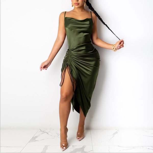 Split Pleated Sling Dress