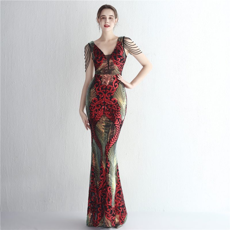 Floral Beaded Sequin Dress - Image 2