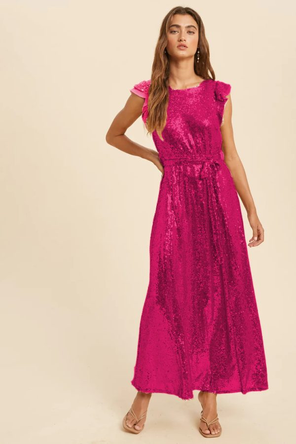 Sequin Belted Midi Dress - Image 3