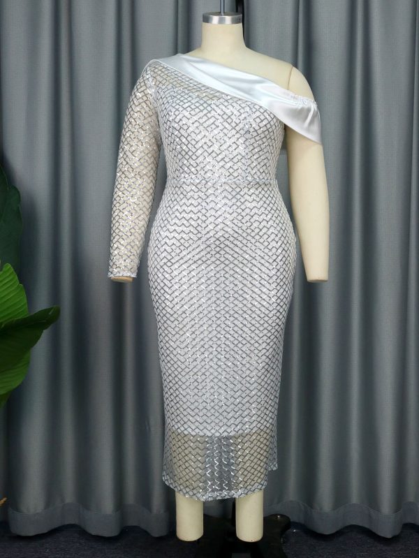 Luxury One-Shoulder Sequin Dress - Image 2