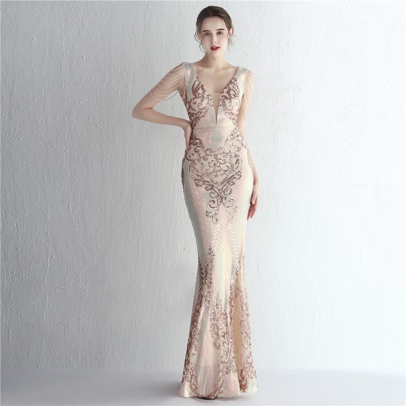 Floral Beaded Sequin Dress - Image 3
