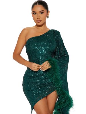 Asymmetric Sequin Sheath Dress