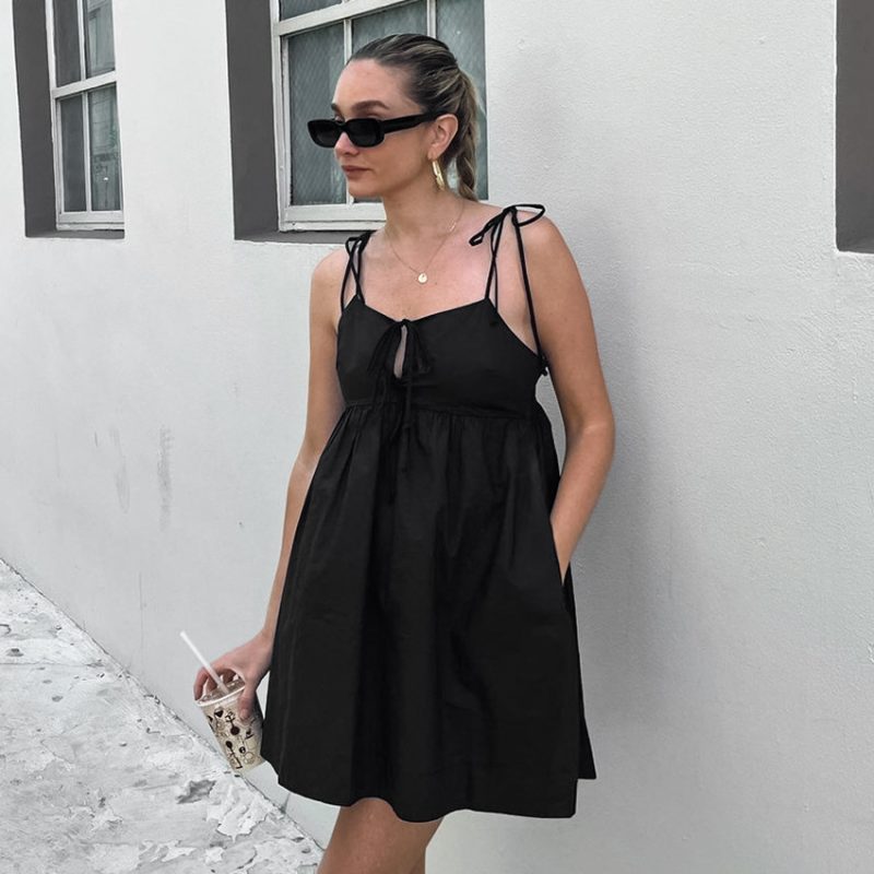 Spring Summer Classic Black Maxi Dress